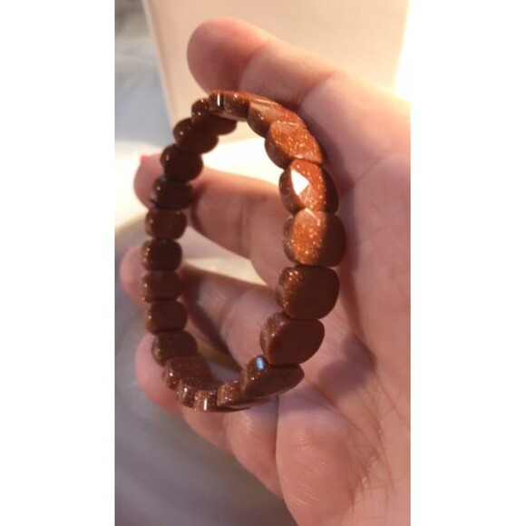 Golden Sandstone Stretch Bangle Bracelet - Picture 3 of 4